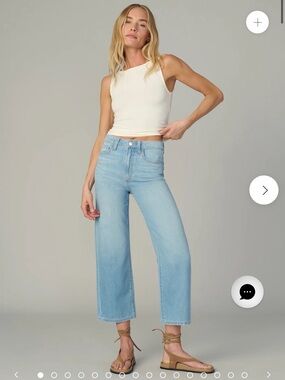 Joe's Jeans Light Blue Cropped Wide-Leg High-Rise Jeans